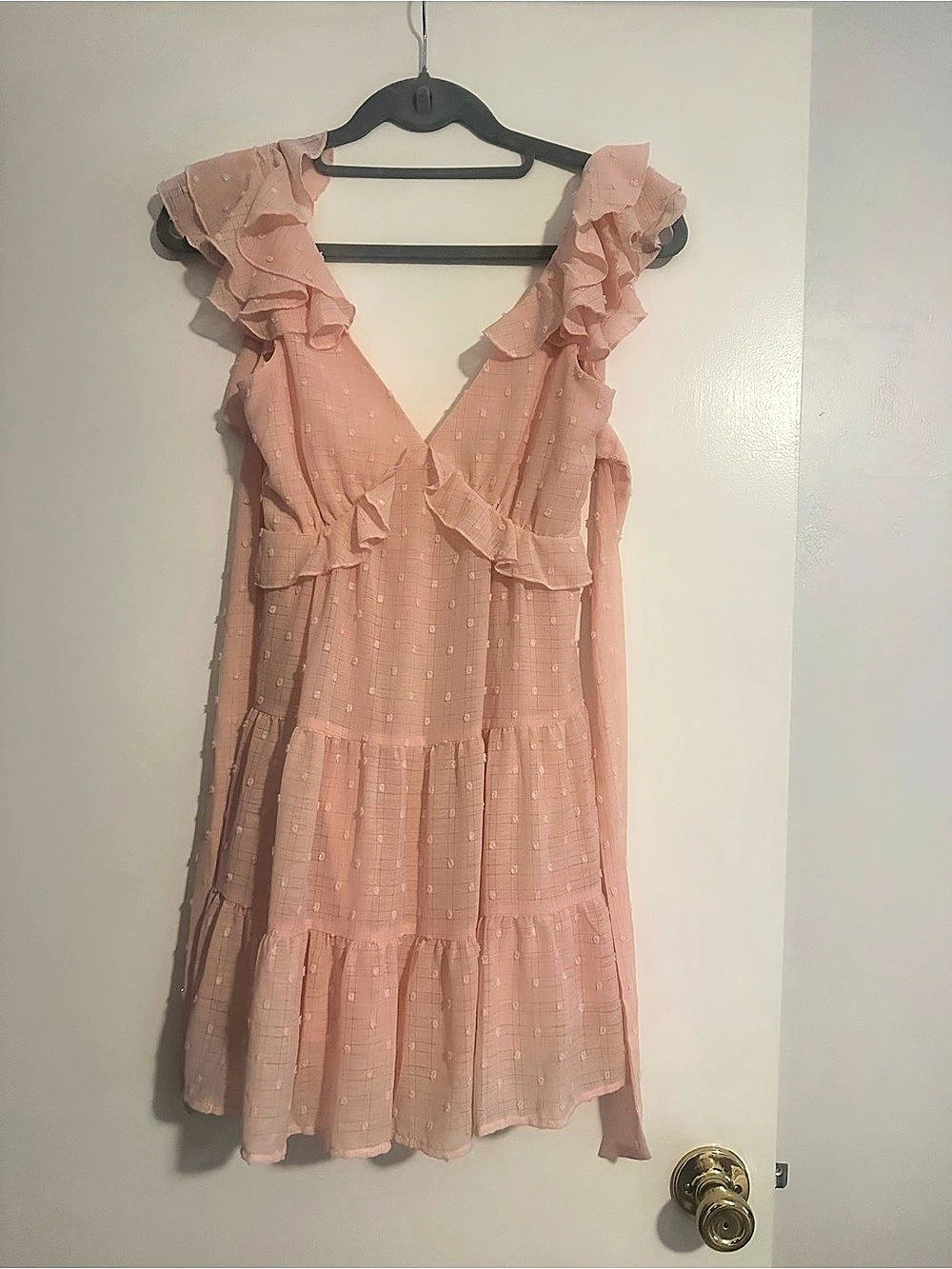 Francesca's Karin Dress Ruffle Mini Dress in Pink Size XS NWT